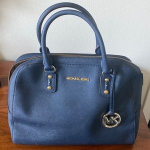 Michael Michael Kors Blue Saffiano Leather Satchel